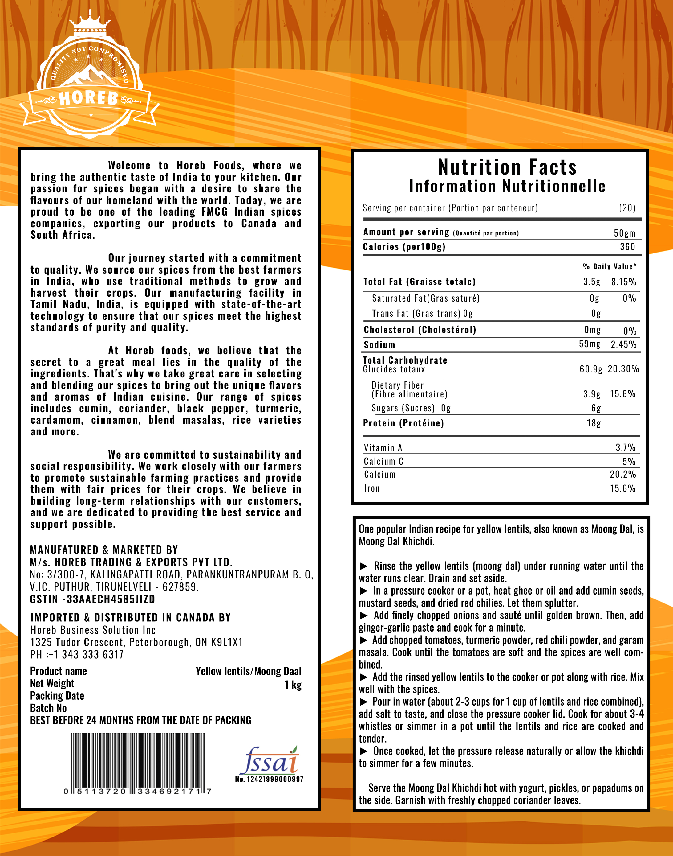 Yellow Lentils - Back